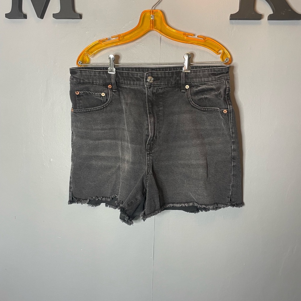 American Eagle Highest Rise 90s Boyfriend Black Denim Cutoff Shorts